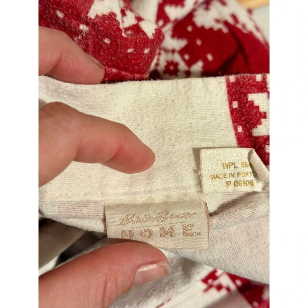Eddie Bauer Home Flannel Pillowcases Red White‎ Reindeer Fair Isle Set of 3